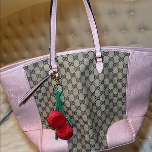 Gucci Pink and Beige Signature Tote